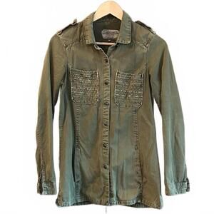 Zara Trafaluc Women's Olive Green Military Jacket XS Streetwear